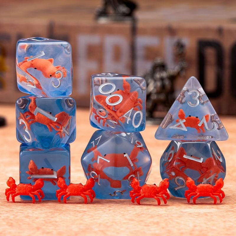 weyano Crab DND Animal Resin D&D Dice Set, 7pcs Polyhedral Dice (D4, D6, D8, D10, D12, D20, D%) for Dungeons and Dragons, RPG, MTG, Role Playing Games for Ages 15 and Up - Image 3